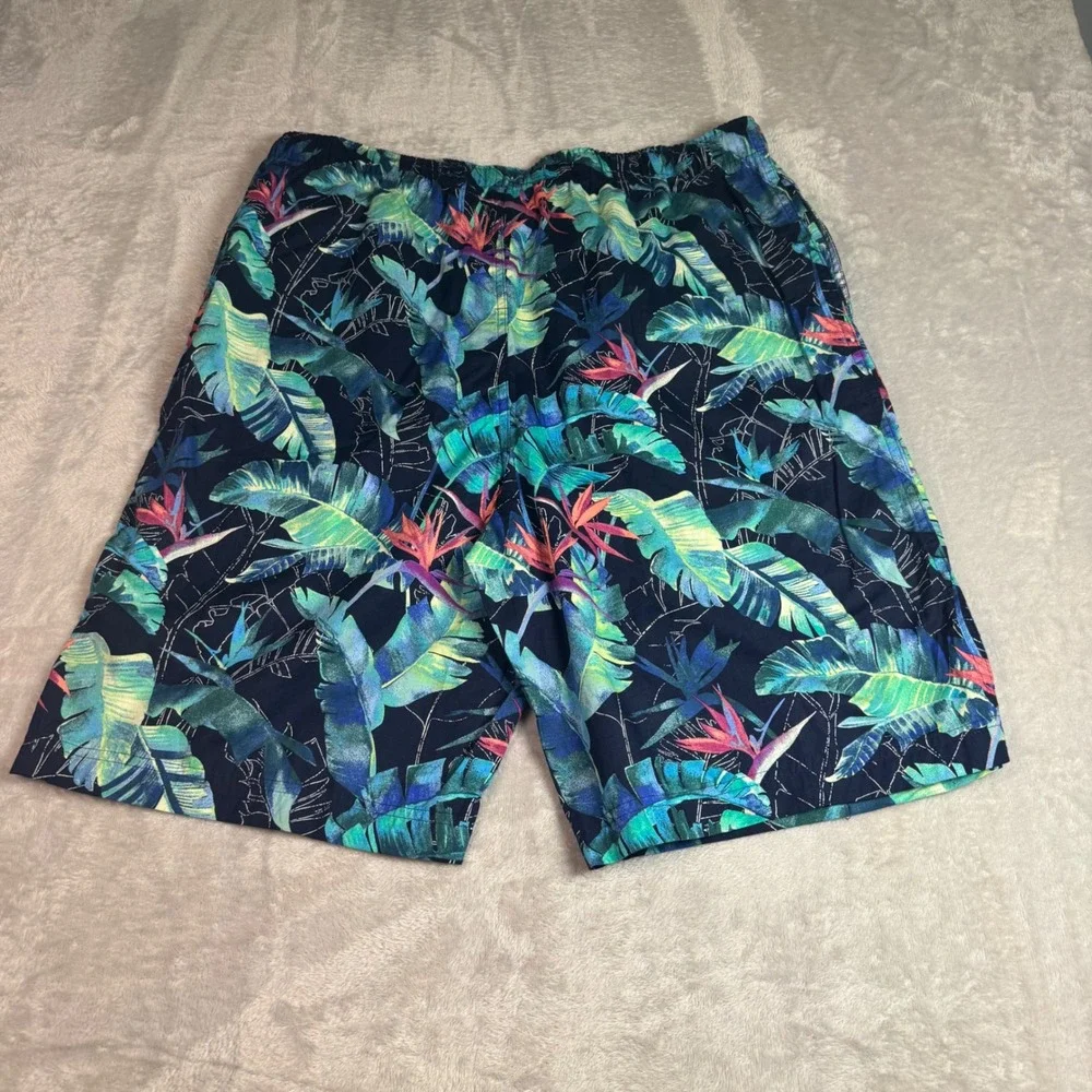 NWT Tommy Bahama Mens Tropical Floral Cotton Shorts Navy Blue Size Large